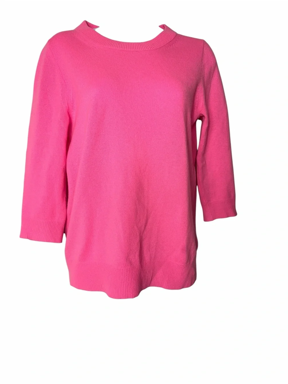 Talbots Size Small Hot Pink 3/4 Sleeve Pure 100% Cashmere Pullover Sweater